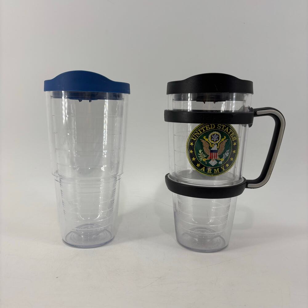 2 Tervis Cups Clear US Army Blue Black Tumbler Lid Insulated - Picture 11 of 11